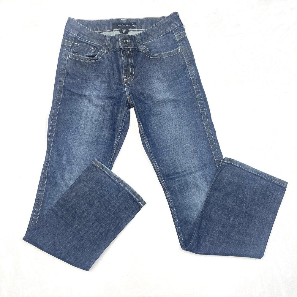 Calvin Klein Jeans Womens 6 Denim Blue Lean Bootcut Pants Casual Pockets Ladies